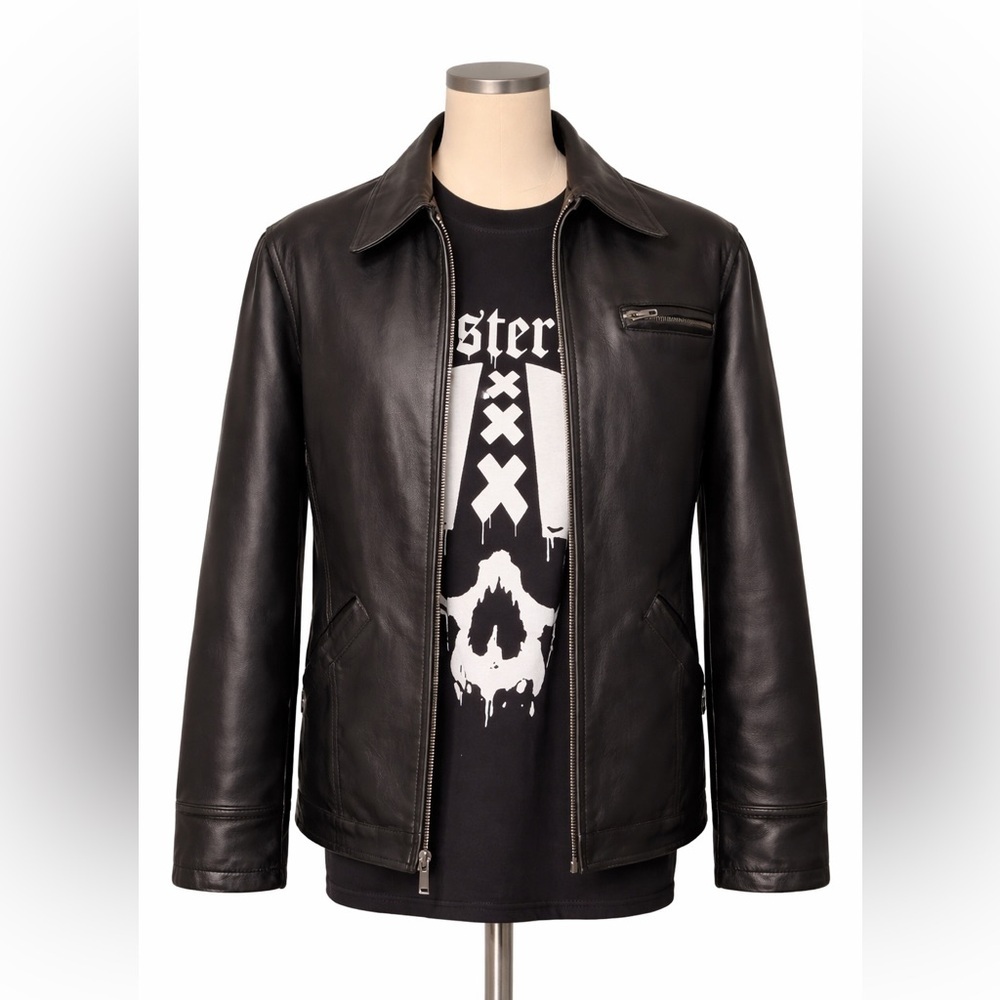 Vintage Michael Trent black leather jacket. LS